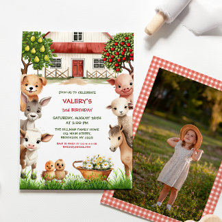 Invitation Anniversaire de enfant de la ferme Animaux pour fi
