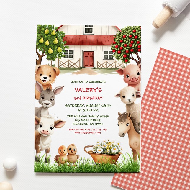 Invitation Anniversaire de enfant de la ferme Animaux pour fi (Créateur téléchargé)