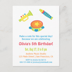 Invitation Anniversaire de enfant de la fête des instruments 