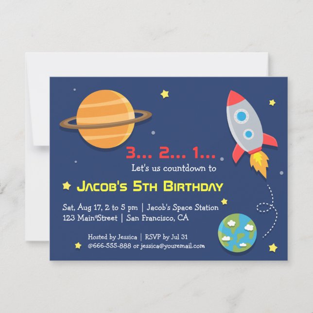 Invitation Anniversaire de enfant De La Fête Des Roquettes Ve (Devant)
