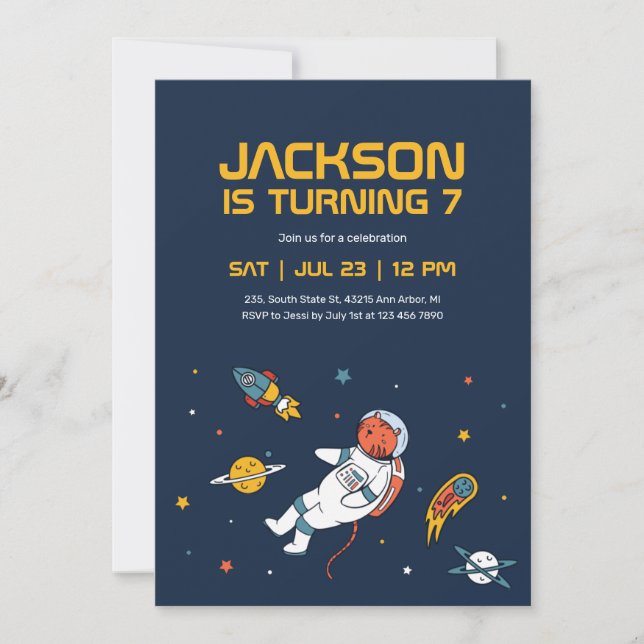 Invitation Anniversaire de enfant de la galaxie spatiale de l (Devant)