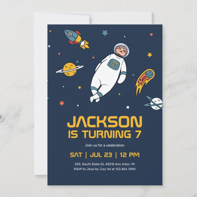 Invitation Anniversaire de enfant de la galaxie spatiale de l (Devant)