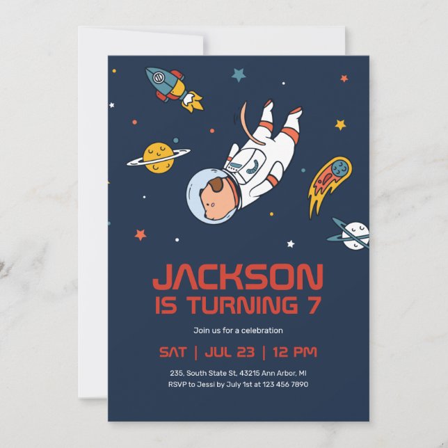 Invitation Anniversaire de enfant de la galaxie spatiale de l (Devant)