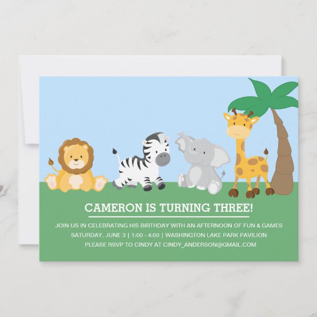 Invitation Anniversaire de enfant de la Jungle Fun (Devant)