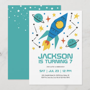 Invitation Anniversaire de enfant de la partie spatiale de Ro