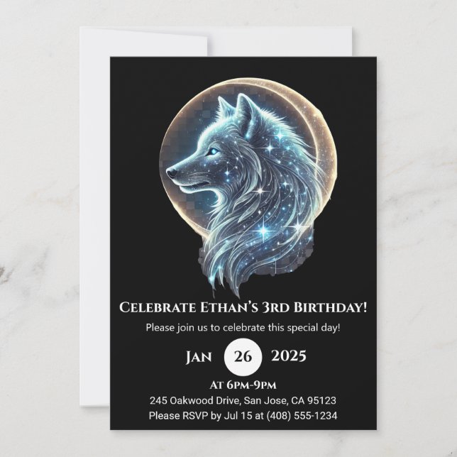 Invitation Anniversaire de enfant de loup de Galax (Devant)