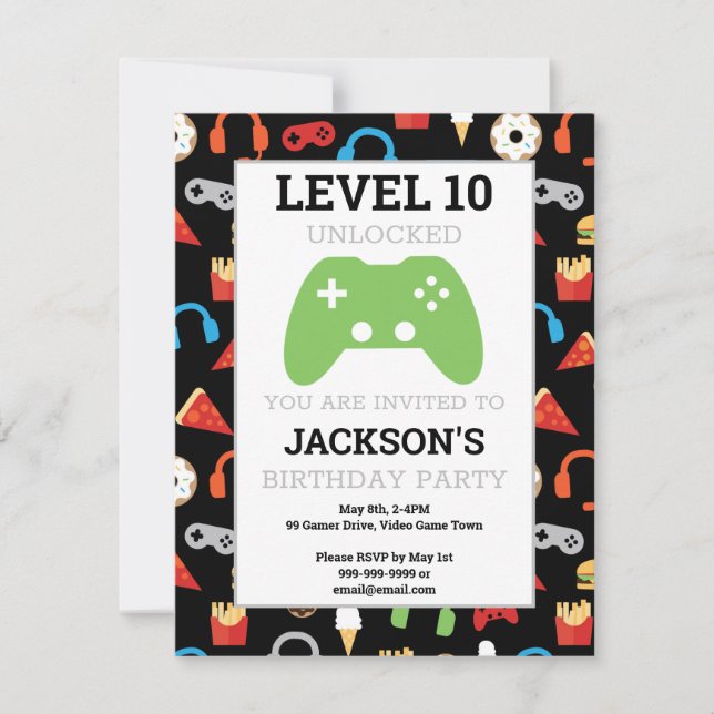 Invitation Anniversaire de enfant de niveau partie (Devant)