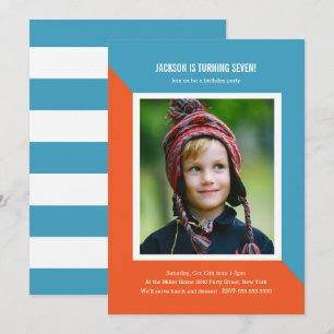 Invitation Anniversaire de enfant de photo couleur bloc
