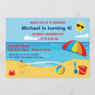 Invitation Anniversaire de enfant de plage