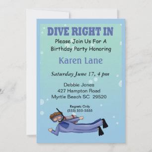 Invitation Anniversaire de enfant de plongeur Scub