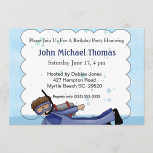 Invitation Anniversaire de enfant de plongeur Scub