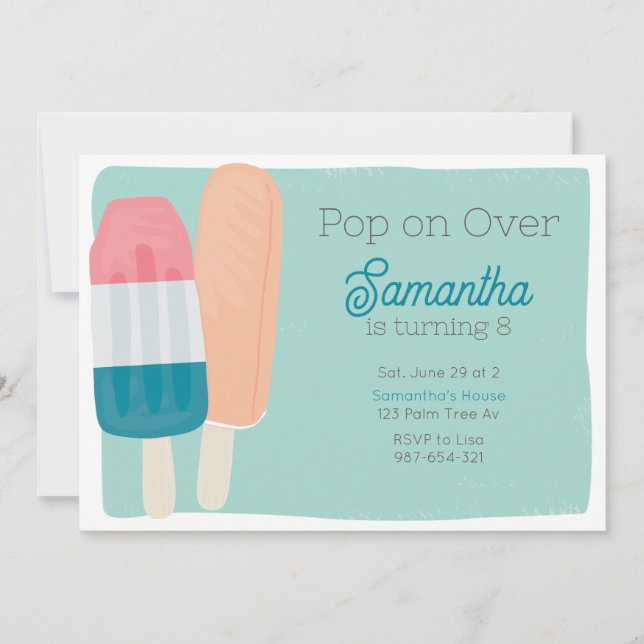 Invitation Anniversaire de enfant de Popsicle d'été rétro (Devant)