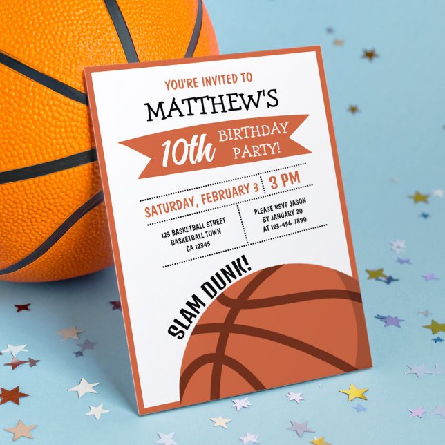Invitation Anniversaire de enfant de ruban de gros basket mod (Créateur téléchargé)