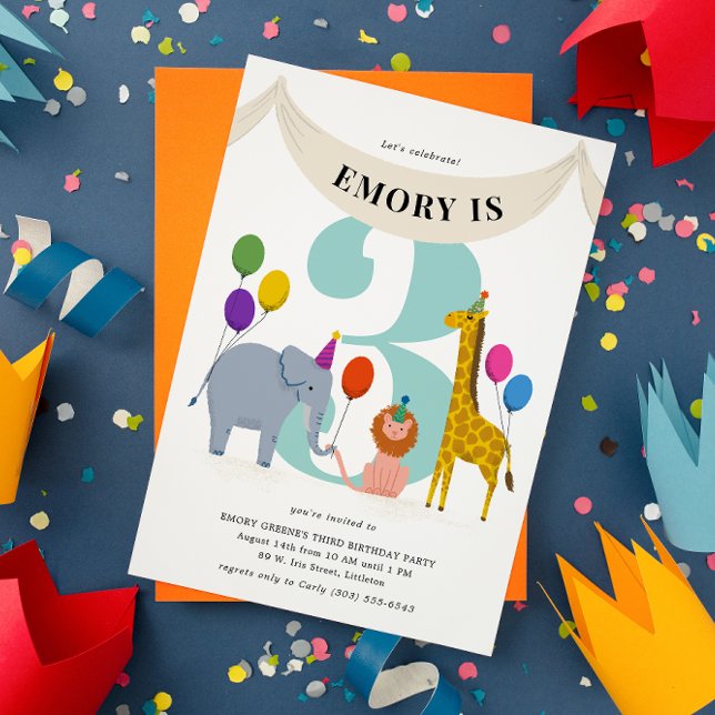 Invitation Anniversaire de enfant de Safari Animaux (Créateur téléchargé)