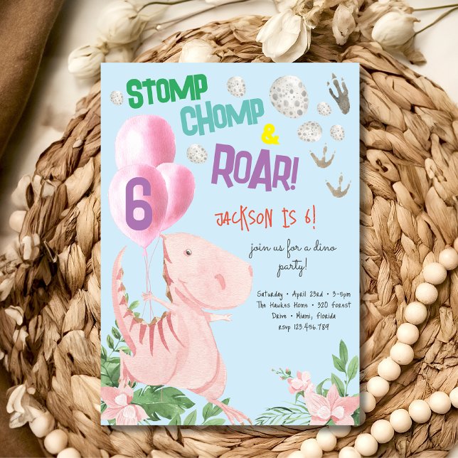 Invitation anniversaire de enfant de Stomp chomp e (Créateur téléchargé)