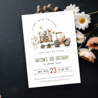 Anniversaire de enfant de tracteur pour animaux de