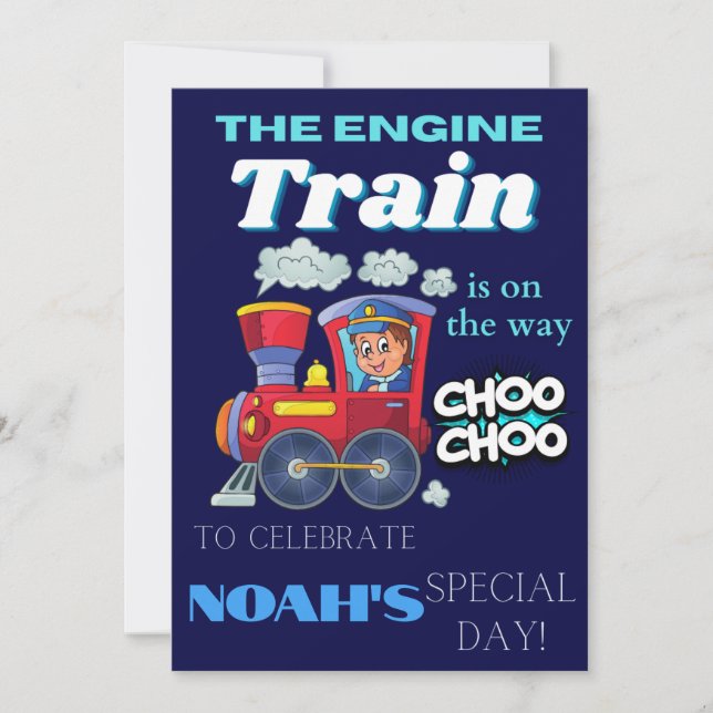 Invitation Anniversaire de enfant de train modifiable numériq (Devant)