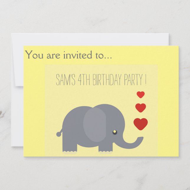 Invitation anniversaire de enfant des bébés éléphants (Devant)