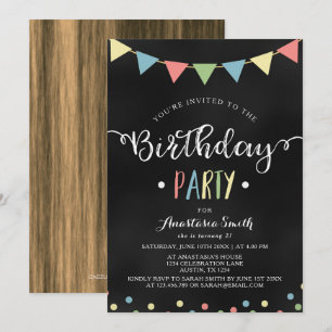 Invitation Anniversaire de enfant des drapeaux de Bunting col