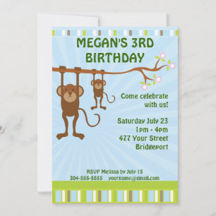 Invitation Anniversaire de enfant des singes