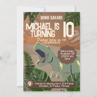 Invitation Anniversaire de enfant : Dino Safari, c