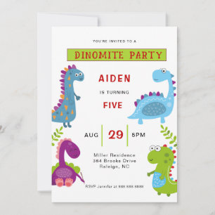 Invitation Anniversaire de enfant Dinosaures coloré