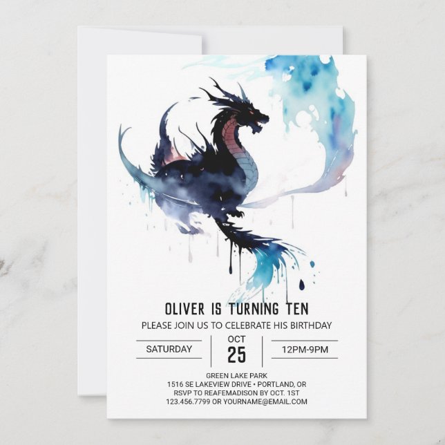 Invitation Anniversaire de enfant Dragon Wonderland (Devant)