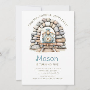 Invitation Anniversaire de enfant du train bleu mignon