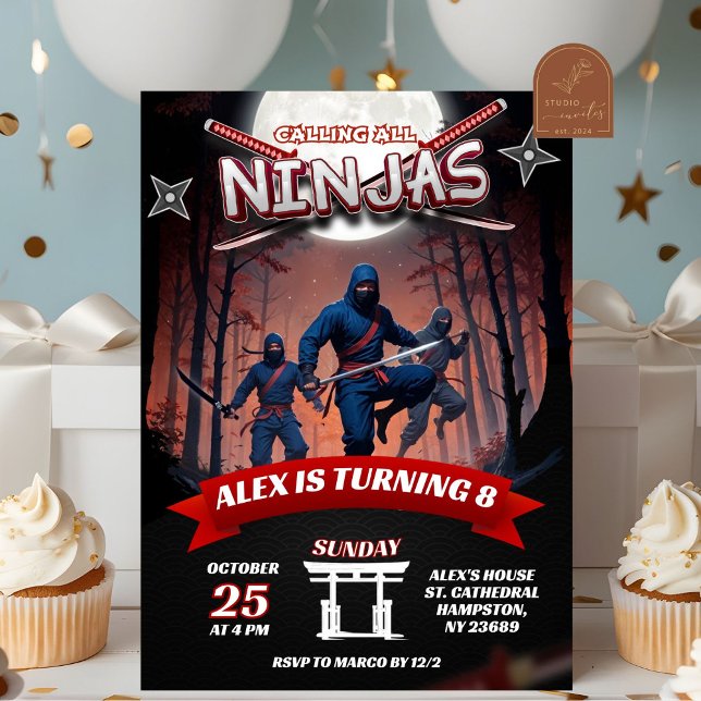 Invitation Anniversaire de enfant guerrier Ninja Boy (Créateur téléchargé)