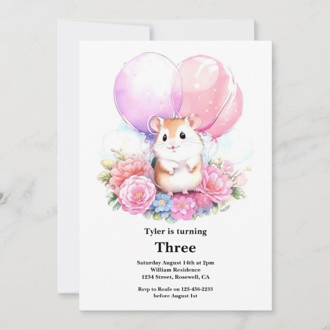 Invitation Anniversaire de enfant Hamster (Devant)