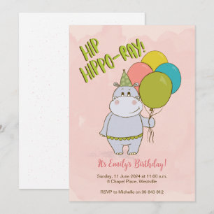 Invitation Anniversaire de enfant Hip Hippo-Ray