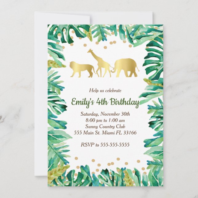 Invitation Anniversaire de enfant Jungle Safari An (Devant)