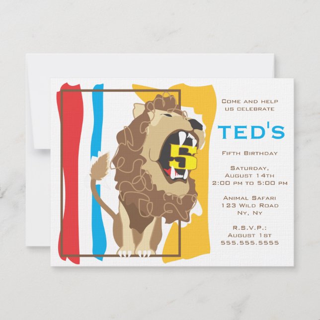 Invitation Anniversaire de enfant - Lion (Devant)