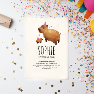 Invitation Anniversaire de enfant mignon Capybara