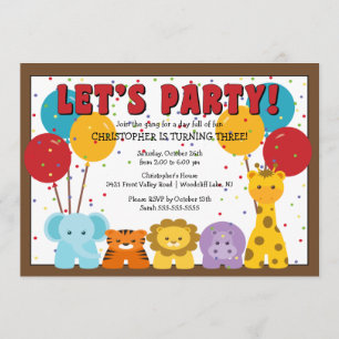 Invitation Anniversaire de enfant mignon de jungle de safari