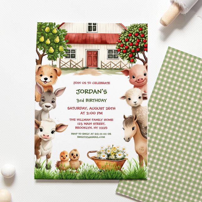 Invitation Anniversaire de enfant Party Animaux de ferme pour (Créateur téléchargé)