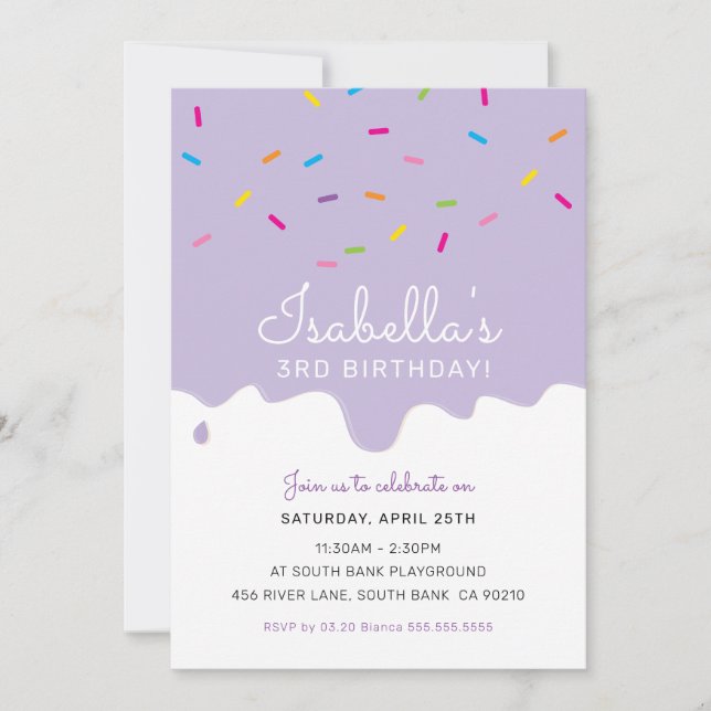Invitation ANNIVERSAIRE DE ENFANT PARTY gouttes de gâteau sau (Devant)