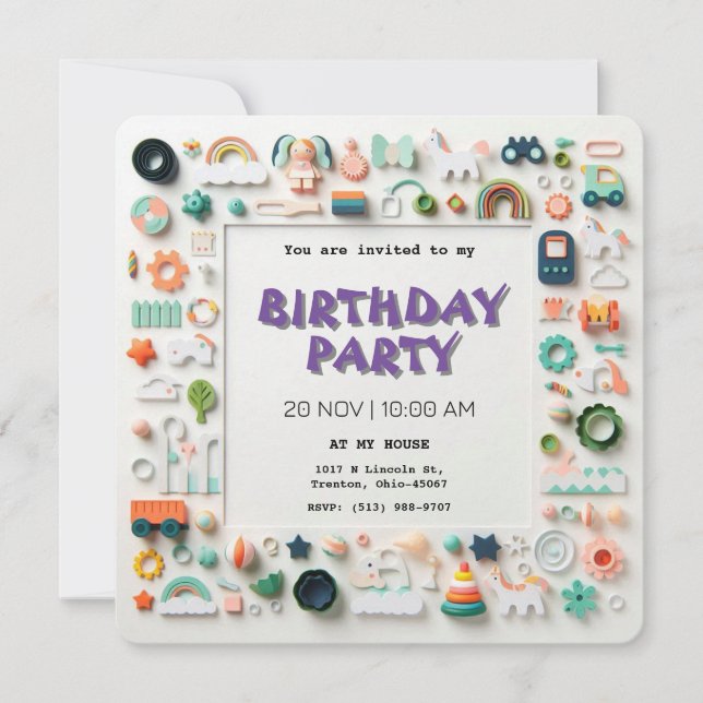 Invitation Anniversaire de enfant Pastel Joueur (Devant)