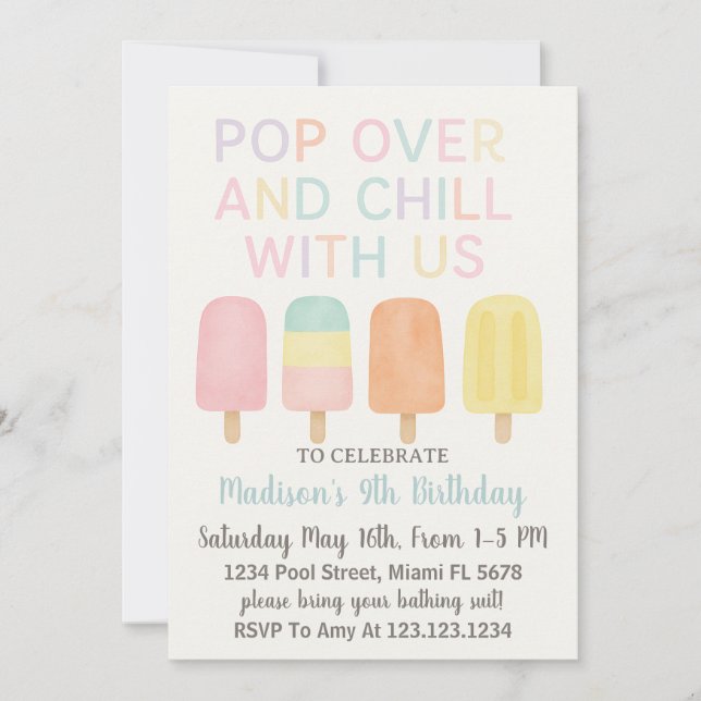 Invitation Anniversaire de enfant Popsicle Party (Devant)