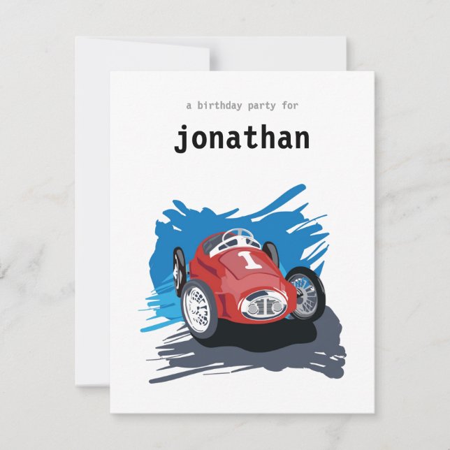 Invitation Anniversaire de enfant - Race Car (Devant)