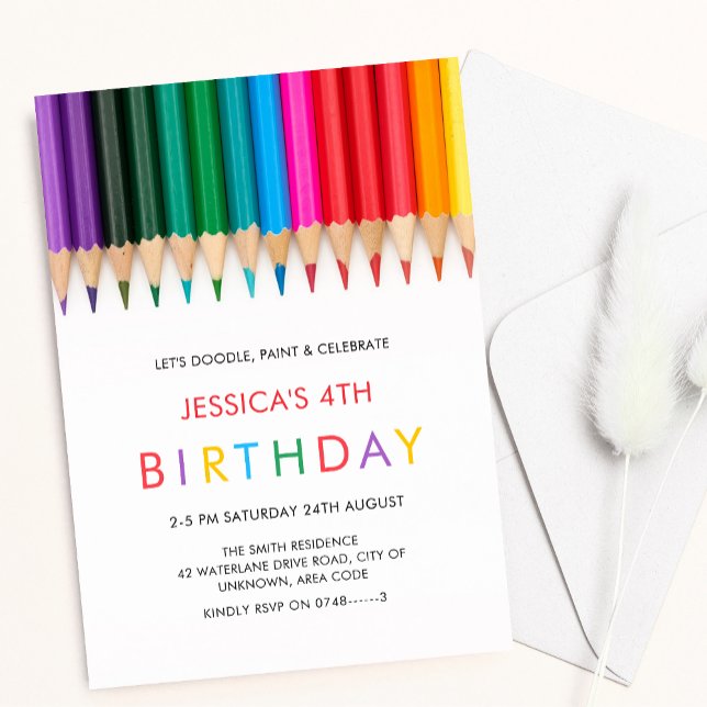 Invitation Anniversaire de enfant Rainbow Painting et Art Par (Créateur téléchargé)