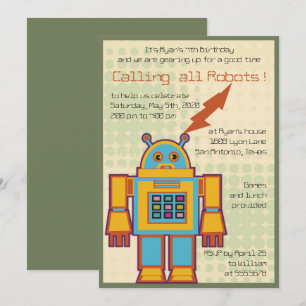 Invitation anniversaire de enfant Retro Robot