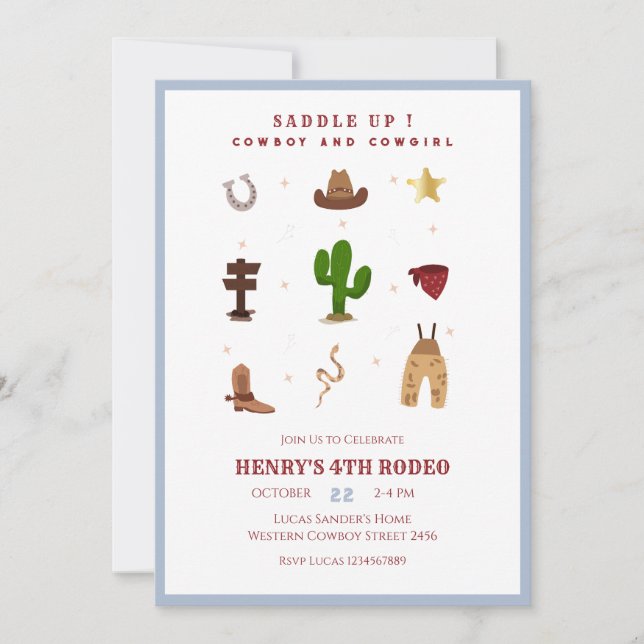 Invitation Anniversaire de enfant Rodeo de CowBoy (Devant)