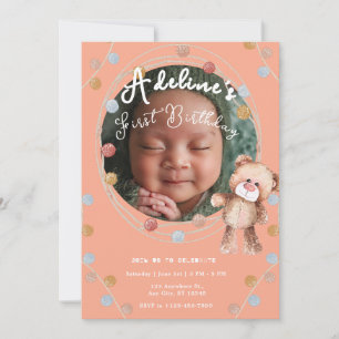 Invitation Anniversaire de enfant rose mignon