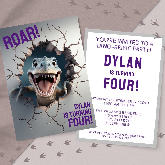 Invitation Anniversaire de enfant T-Rex de Dinosaure 3D moder (Créateur téléchargé)