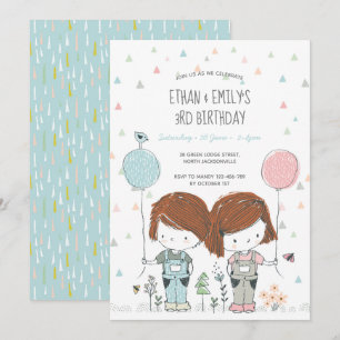 Invitation Anniversaire de enfant Twins