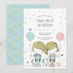 Invitation Anniversaire de enfant Twins