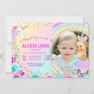 Invitation Anniversaire de enfant Unicorn Magical Day Baby av