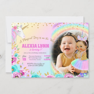 Invitation Anniversaire de enfant Unicorn Magical Day Baby av
