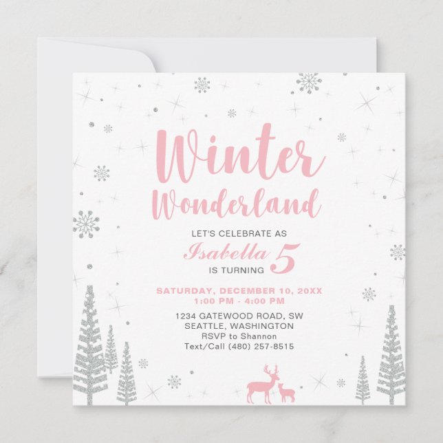 Invitation Anniversaire de enfant Winter Wonderlan (Devant)